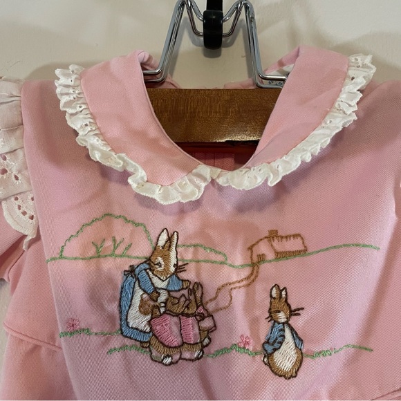 Vintage Peter CottonTail One Piece Pink Size 24 Months- Jumper, Tie Zipper Snap - Picture 2 of 11